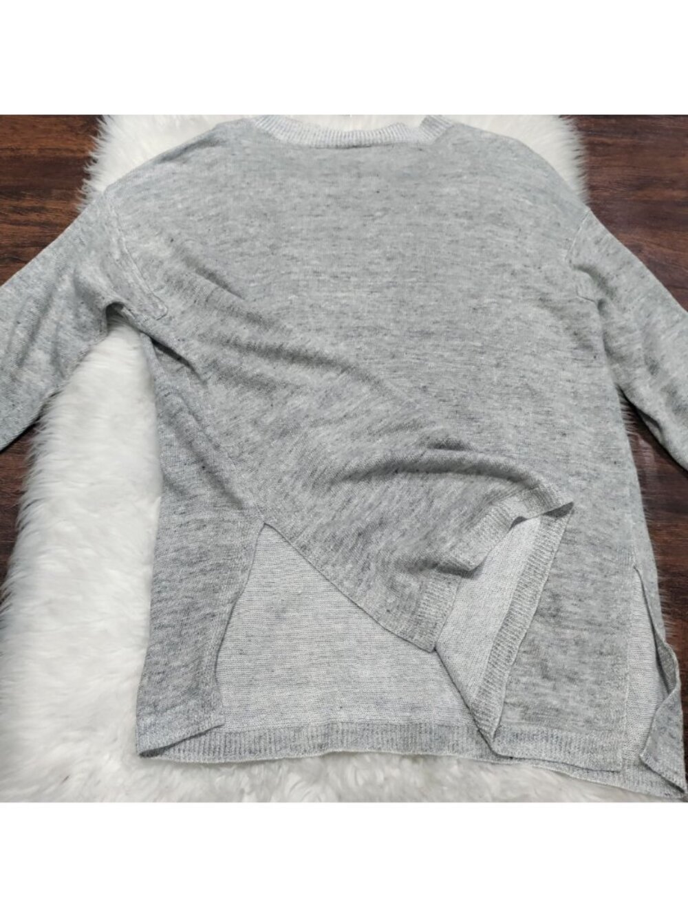 NWT Eileen Fisher Organic Linen Melange Lagenlook SZ L Mock Artsey Sweater Gray - Picture 5 of 14